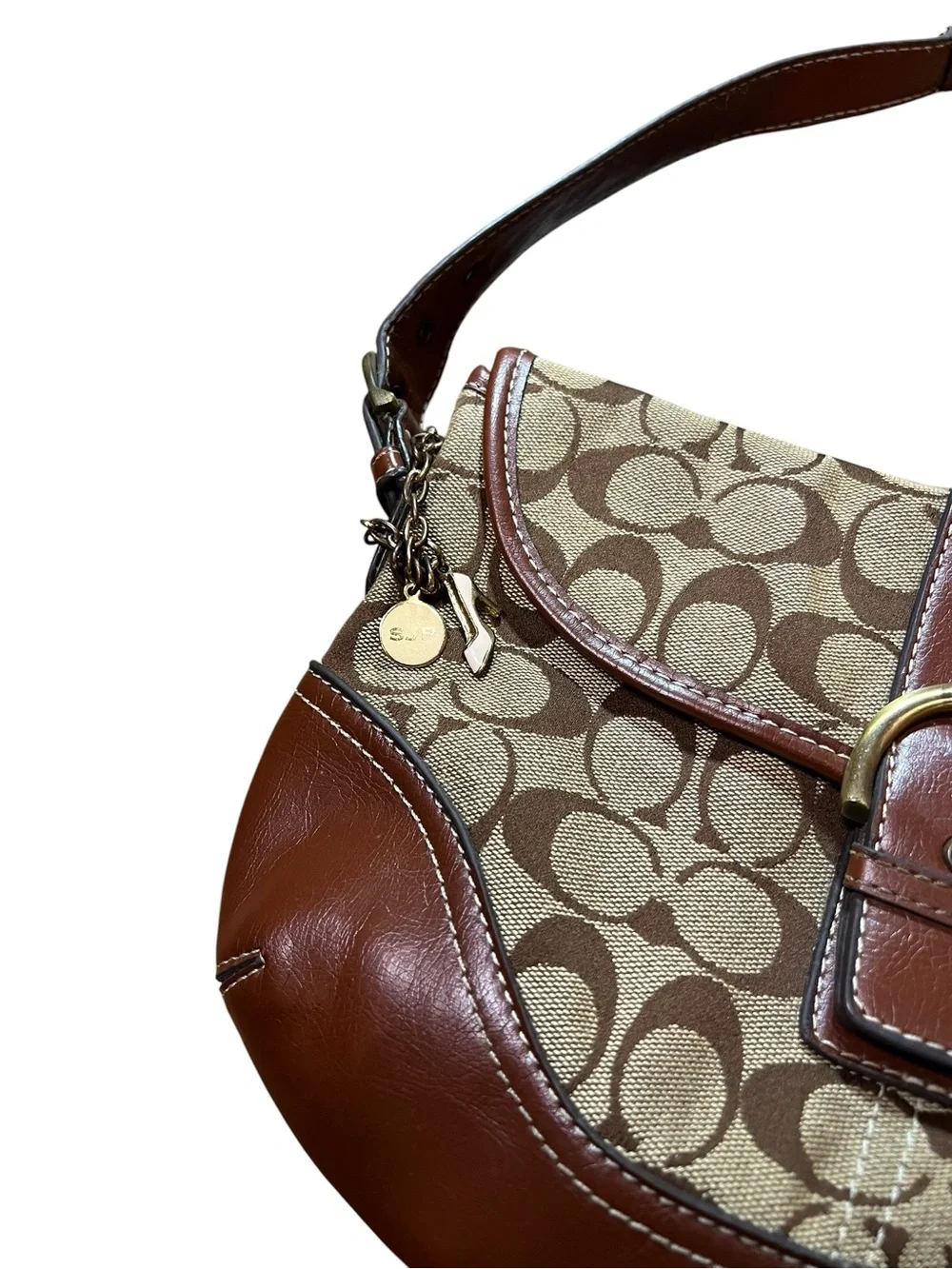 Coach Brown Signature Canvas and Leather Shoulder Bag